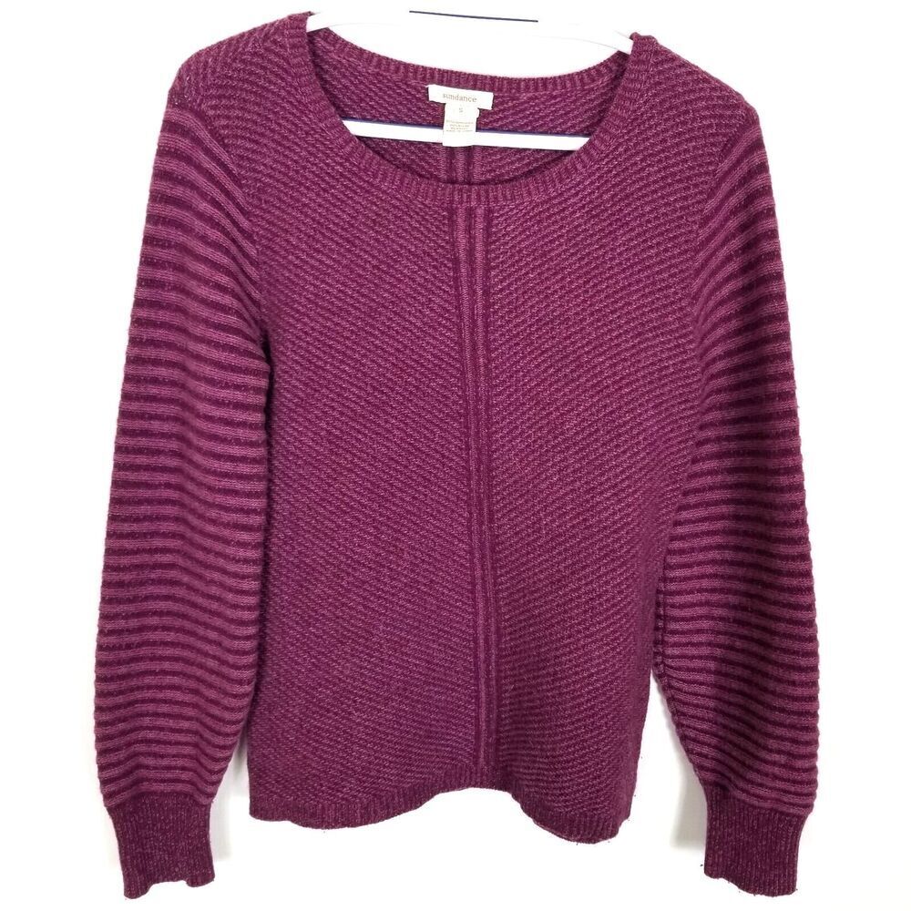 Sundance Women's Lambswool Sweater Pullover Sz S Purple Warm Cozy Ski